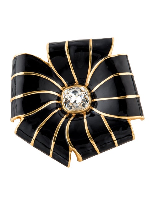 Kenneth Jay Lane x Nina Ricci Crystal & Enamel Flower Pin Brooch
