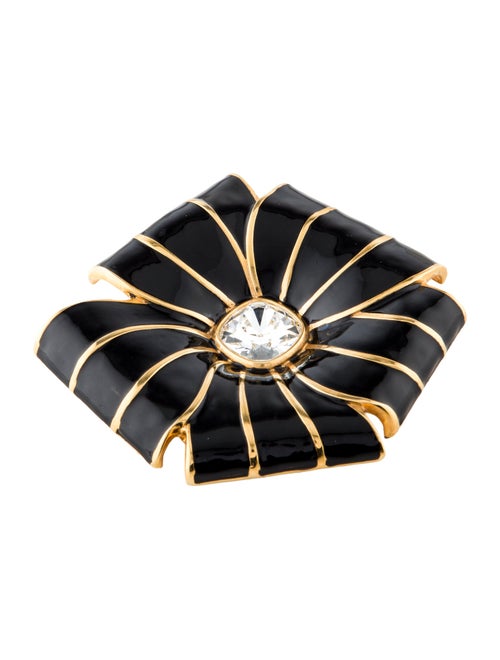 Kenneth Jay Lane x Nina Ricci Crystal & Enamel Flower Pin Brooch