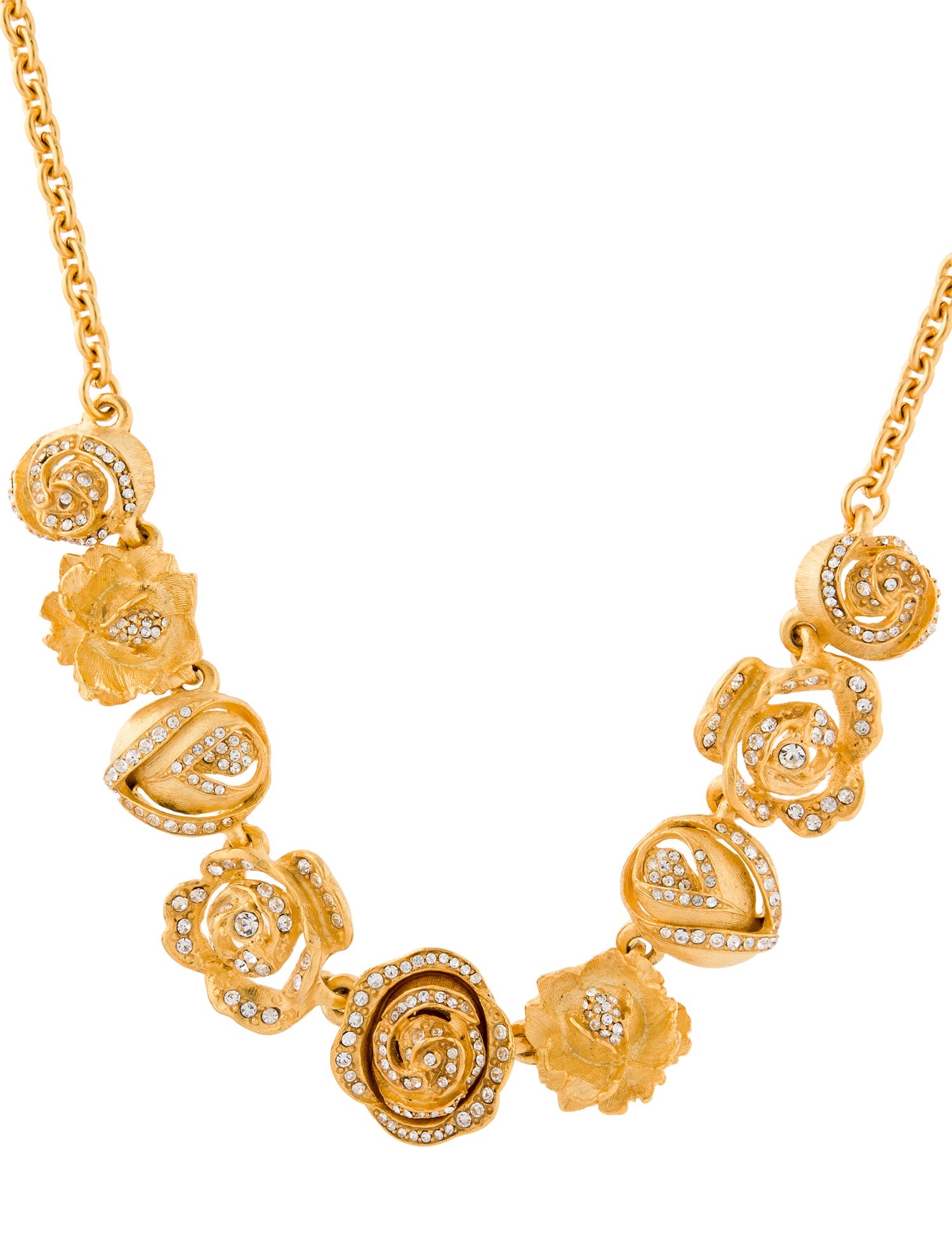 Kenneth Jay Lane Crystal Flower Collar Necklace
