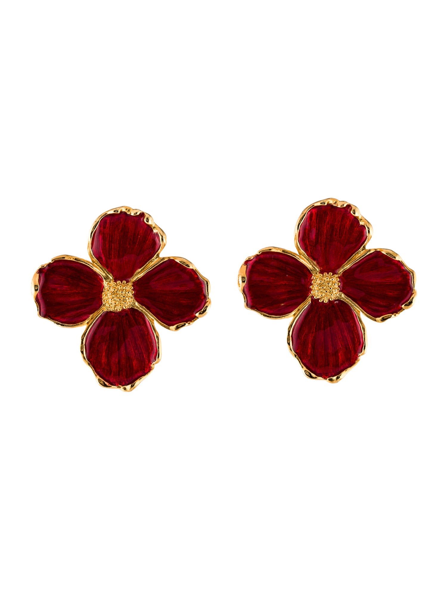 Kenneth Jay Lane Enamel Flower Clip-On Earrings