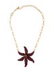 Kenneth Jay Lane Crystal & Enamel Orchid Pendant Necklace