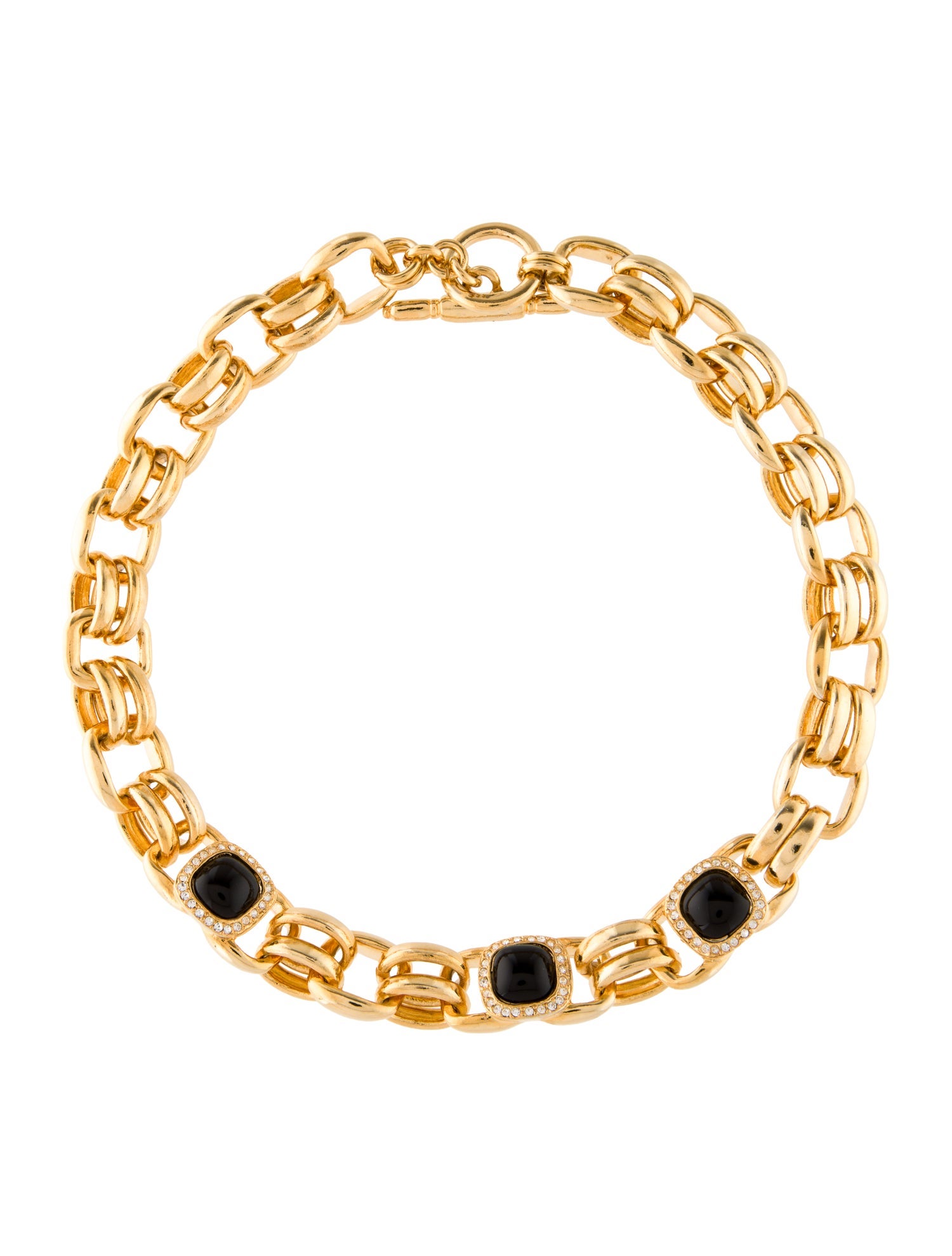 Kenneth Jay Lane Crystal & Resin Double Link Chain Necklace