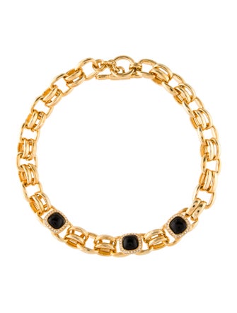 Kenneth Jay Lane Crystal & Resin Double Link Chain Necklace