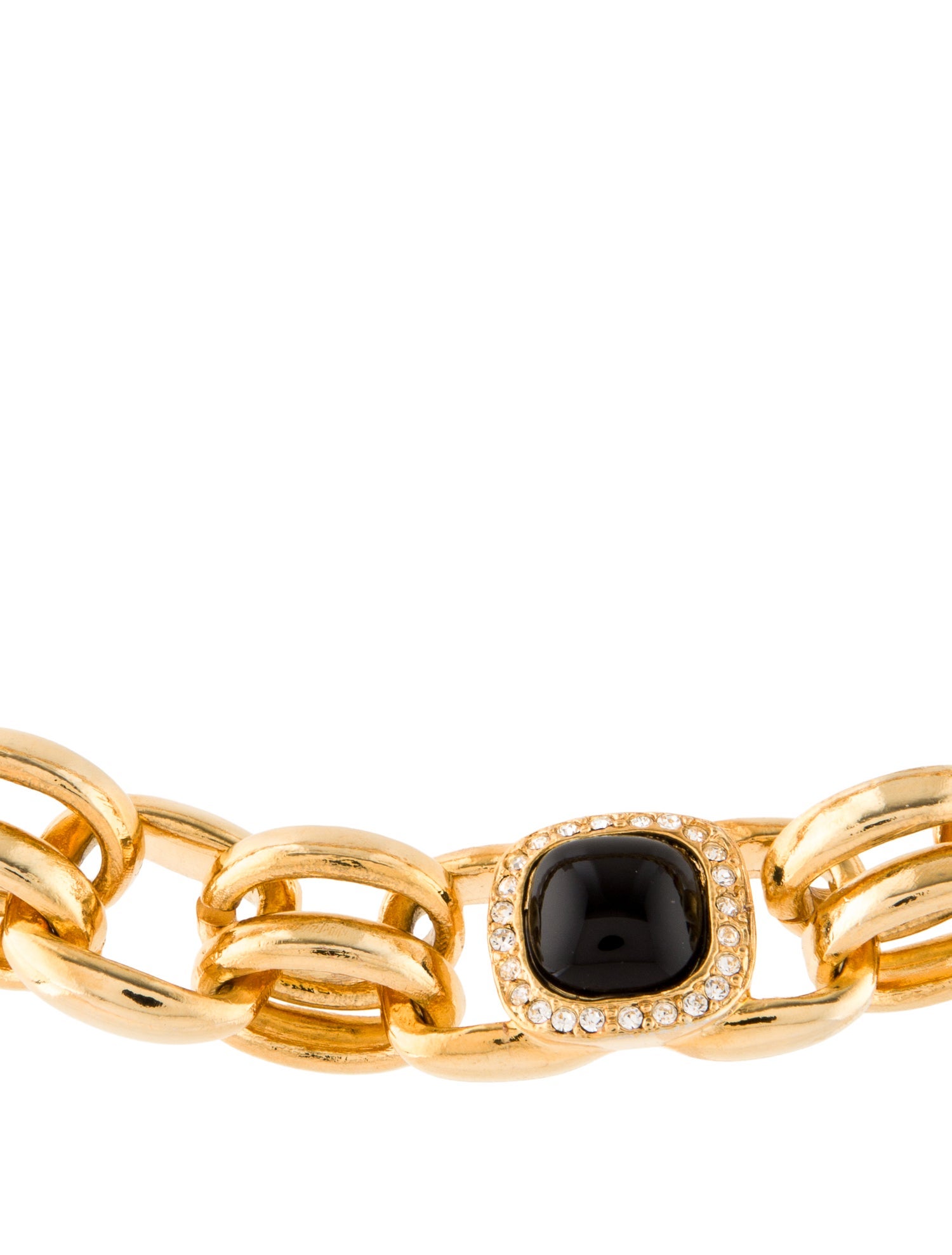 Kenneth Jay Lane Crystal & Resin Double Link Chain Necklace