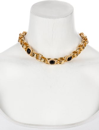 Kenneth Jay Lane Crystal & Resin Double Link Chain Necklace