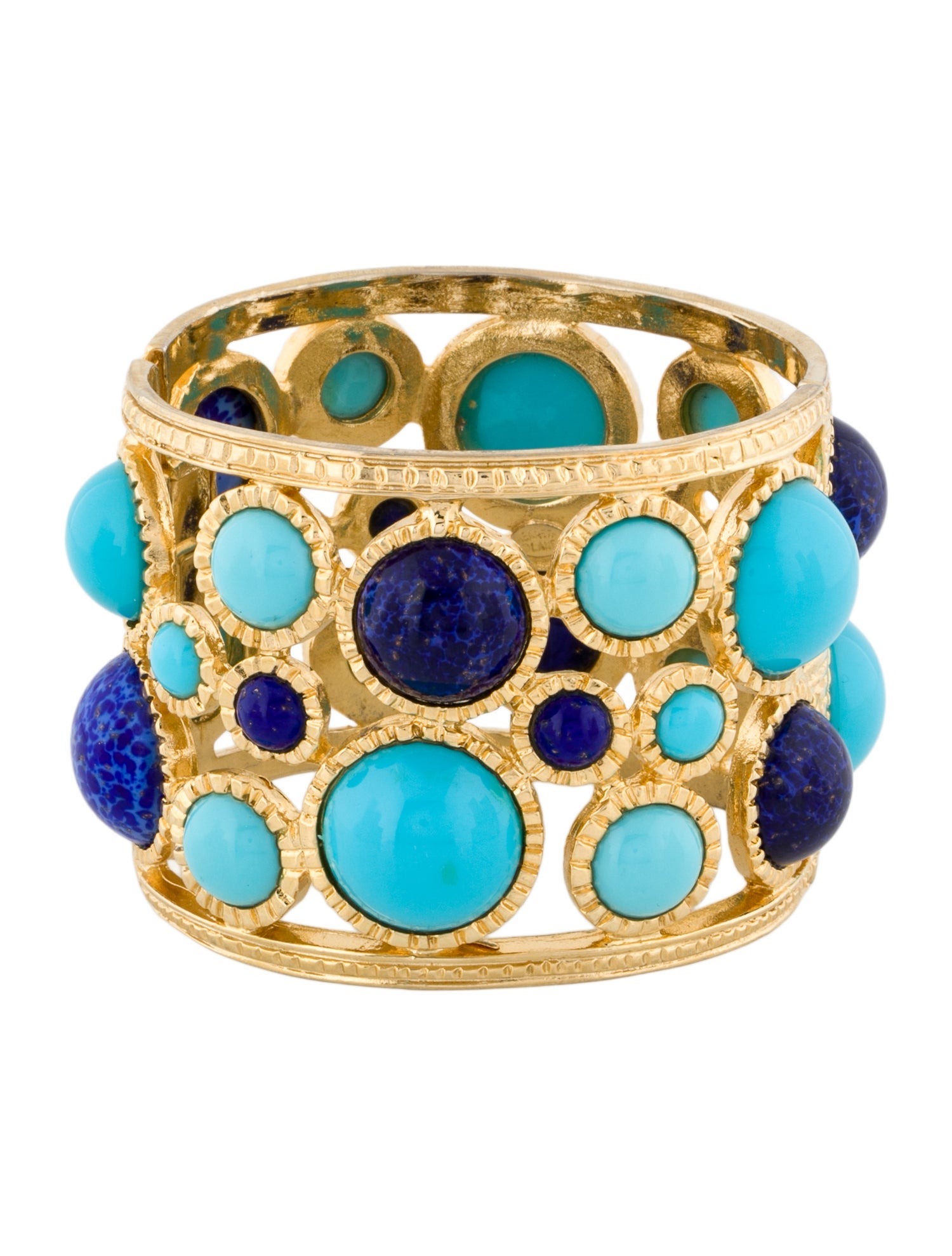 Kenneth Jay Lane Resin Cabochon Hinged Cuff Bracelet