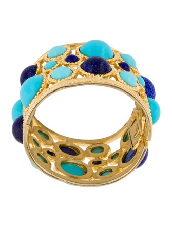 Kenneth Jay Lane Resin Cabochon Hinged Cuff Bracelet