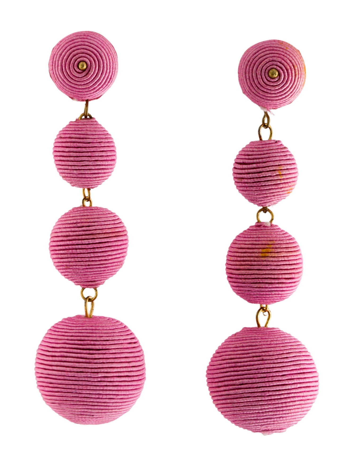 Kenneth Jay Lane Thread Wrapped 4 Ball Drop Clip-On Earrings