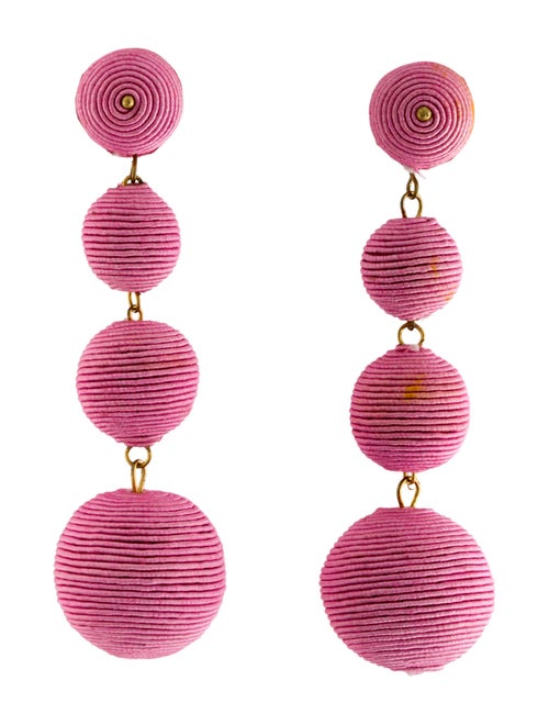 Kenneth Jay Lane Thread Wrapped 4 Ball Drop Clip-On Earrings