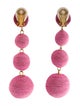 Kenneth Jay Lane Thread Wrapped 4 Ball Drop Clip-On Earrings