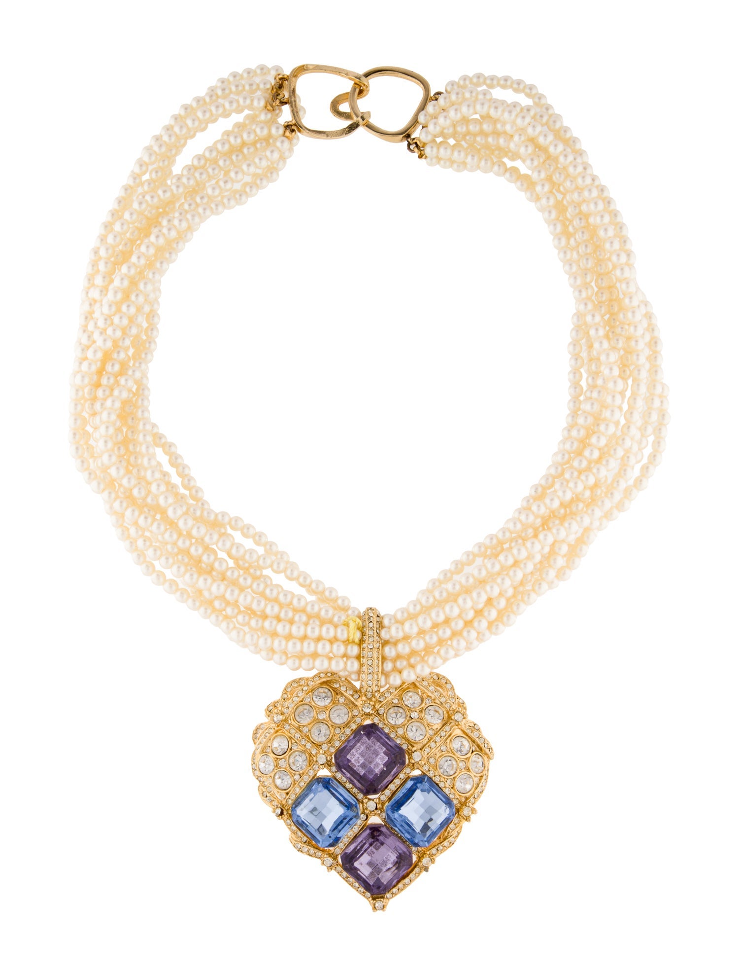 Kenneth Jay Lane Faux Pearl & Crystal Multistrand Necklace