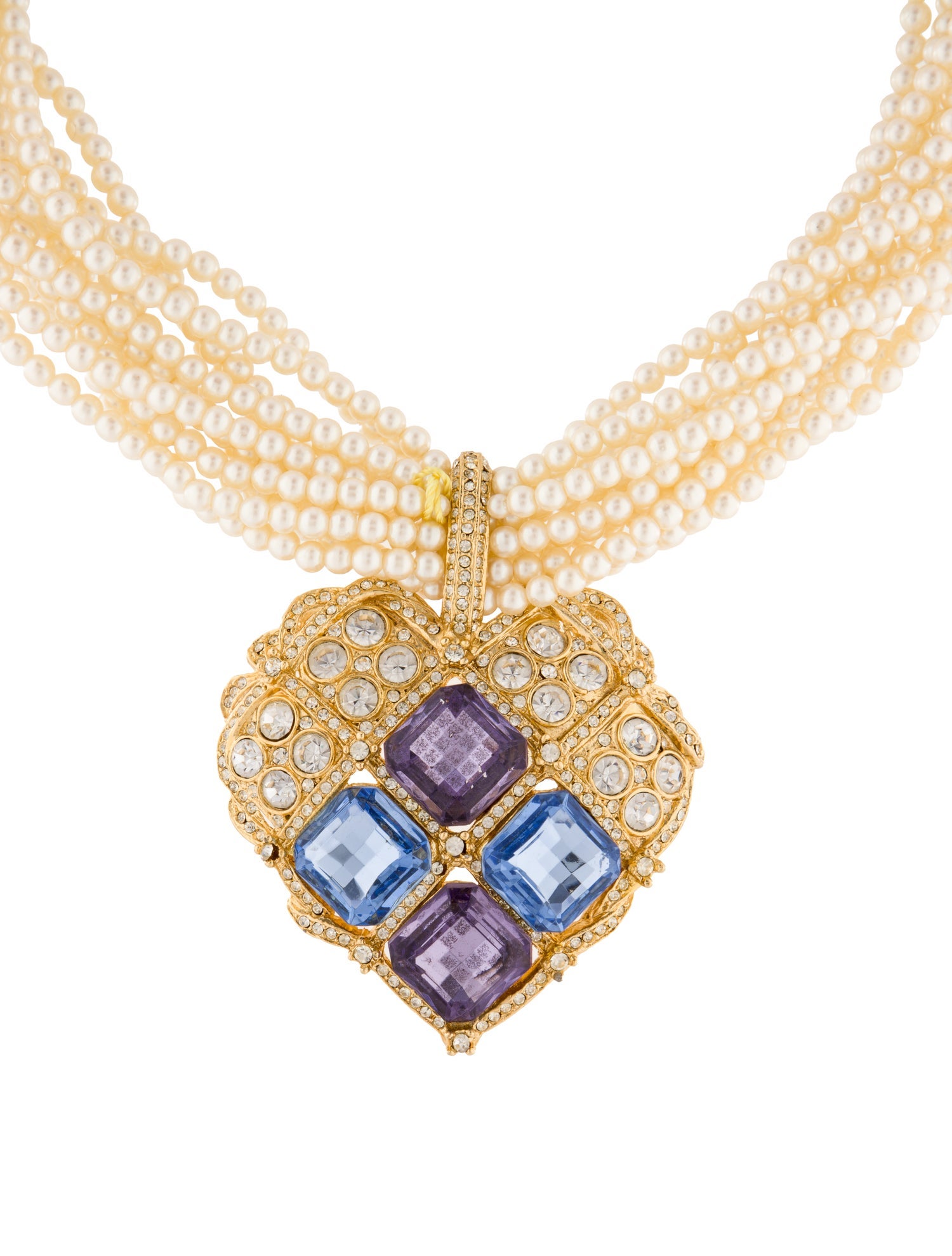 Kenneth Jay Lane Faux Pearl & Crystal Multistrand Necklace