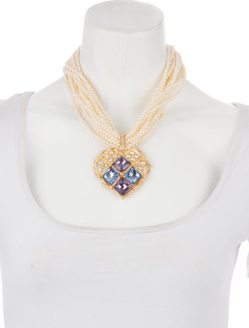 Kenneth Jay Lane Faux Pearl & Crystal Multistrand Necklace