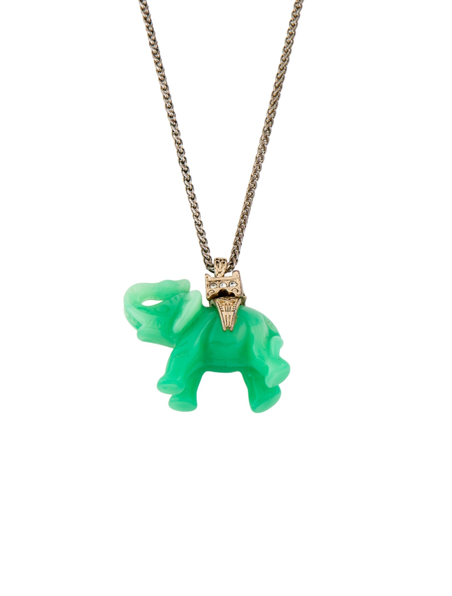 Kenneth Jay Lane Crystal & Resin Elephant Pendant Necklace