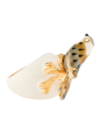 Kenneth Jay Lane Enamel & Crystal Bird Cocktail Ring