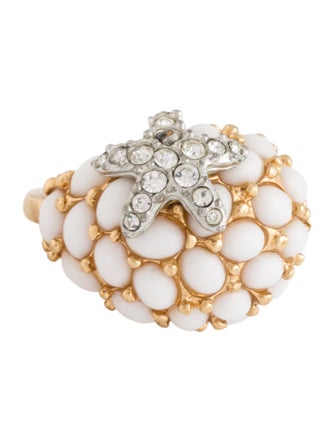 Kenneth Jay Lane Crystal & Resin Starfish Cocktail Ring
