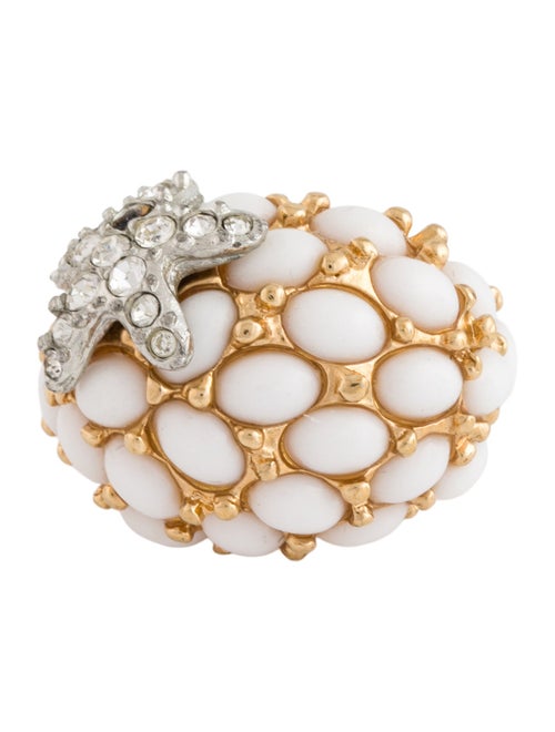 Kenneth Jay Lane Crystal & Resin Starfish Cocktail Ring