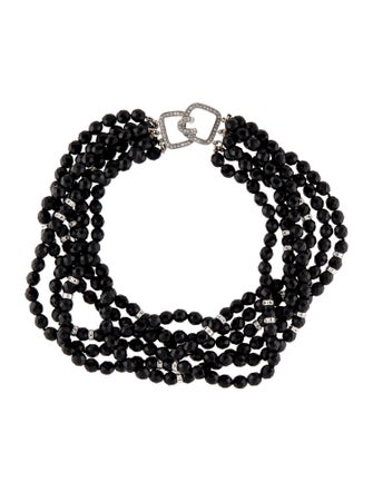 Kenneth Jay Lane Crystal Multistrand Bead Collar Necklace