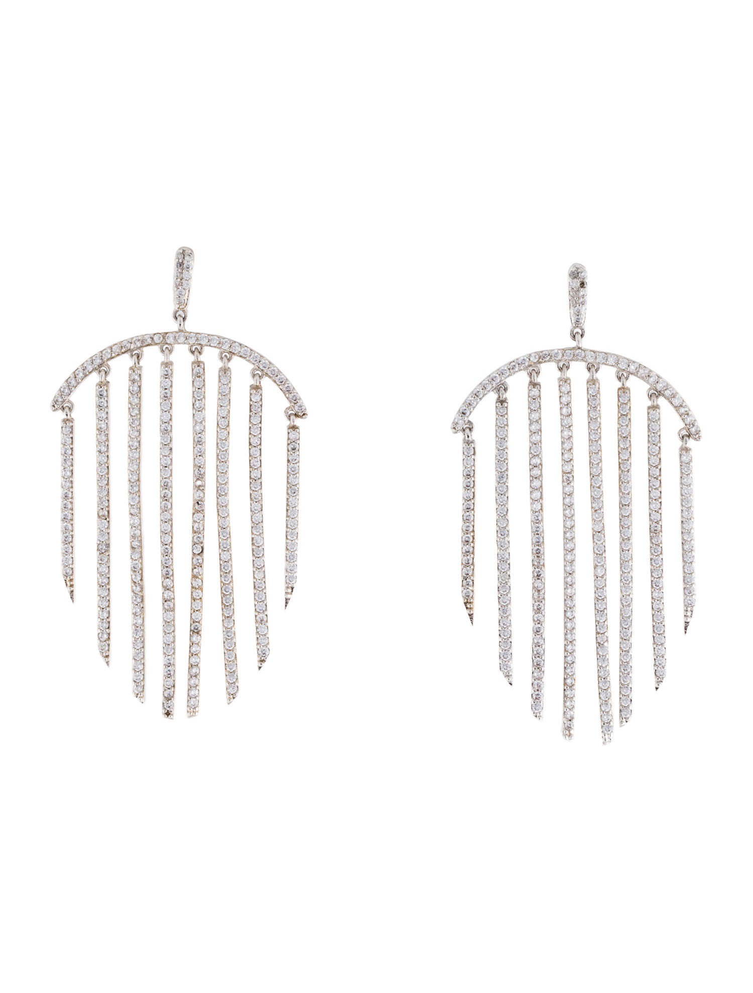 Kenneth Jay Lane Cubic Zirconia Chandelier Fringed Drop Earrings