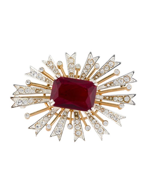 Kenneth Jay Lane Crystal Sunburst Brooch Pin