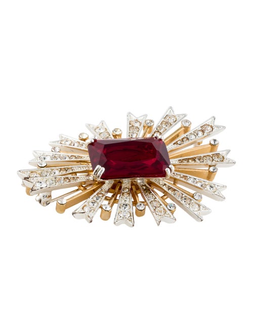 Kenneth Jay Lane Crystal Sunburst Brooch Pin