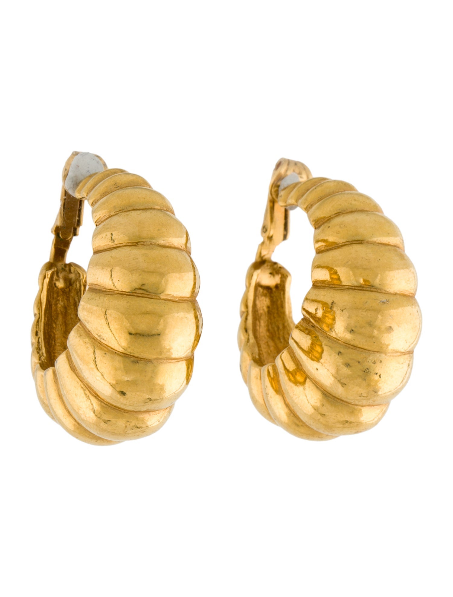 Kenneth Jay Lane Ribbed Clip-On Hoop Earrings