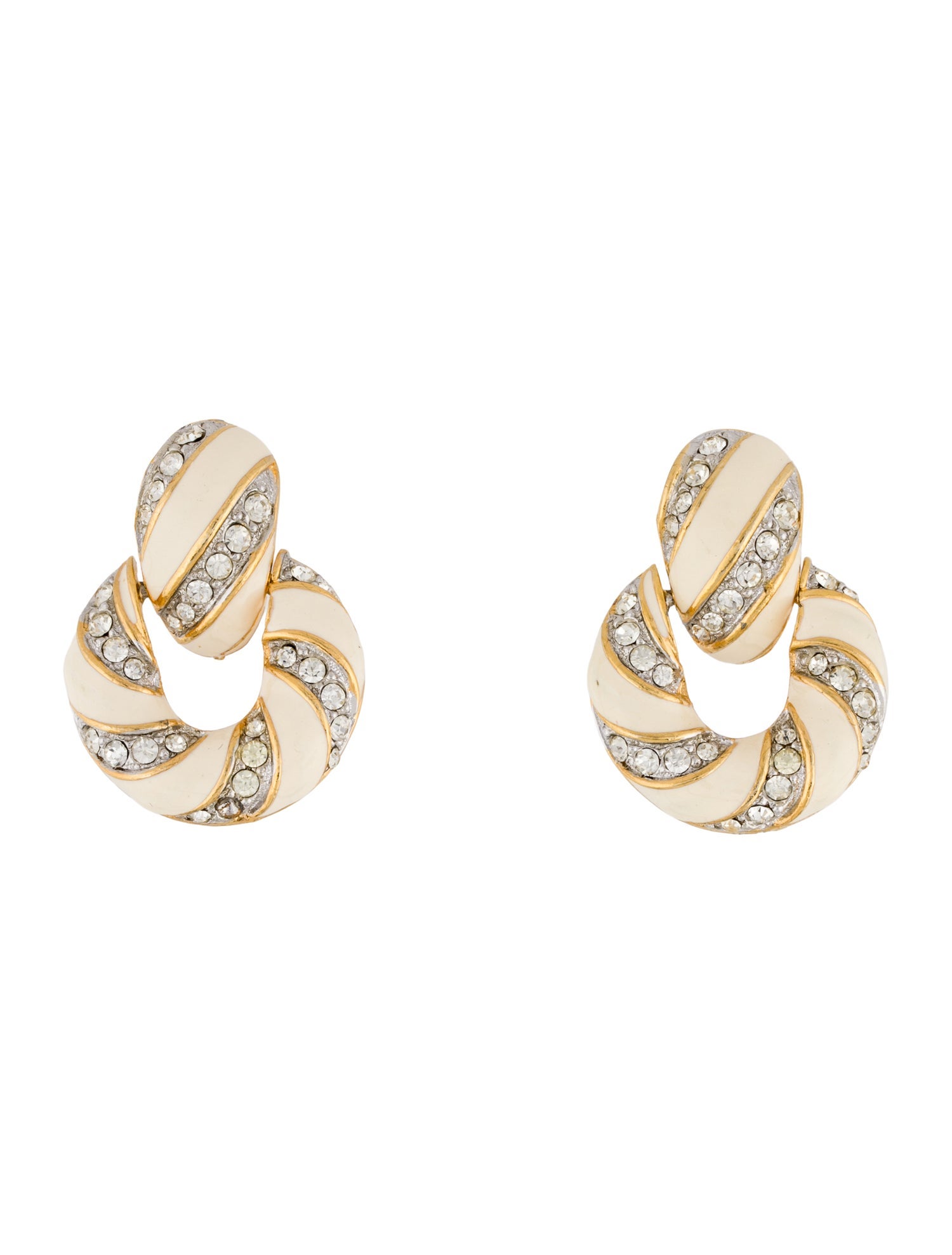 Kenneth Jay Lane Enamel & Crystal Clip On Earrings