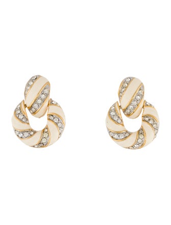 Kenneth Jay Lane Enamel & Crystal Clip On Earrings
