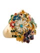 Kenneth Jay Lane Crystal & Enamel Multicolored Flower Adjustable Cocktail Ring