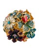 Kenneth Jay Lane Crystal & Enamel Multicolored Flower Adjustable Cocktail Ring