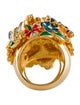 Kenneth Jay Lane Crystal & Enamel Multicolored Flower Adjustable Cocktail Ring