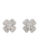 Kenneth Jay Lane Faux Pearl & Crystal Shamrock Clip On Earrings