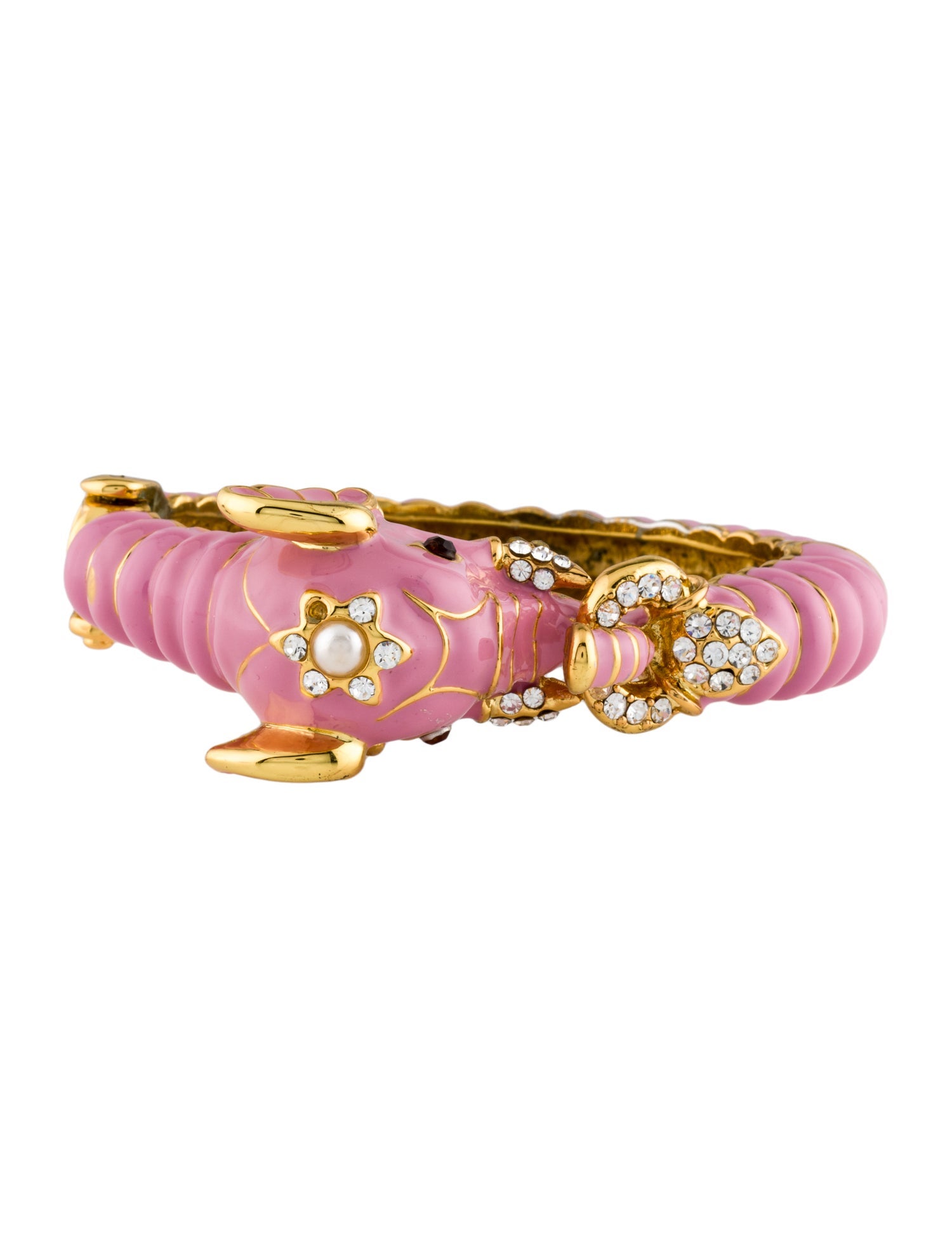 Kenneth Jay Lane Faux Pearl & Crystal Elephant Head Bracelet