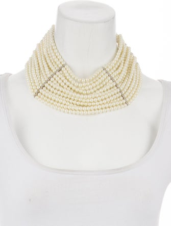 Kenneth Jay Lane Faux Pearl Choker Necklace