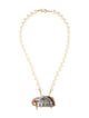 Kenneth Jay Lane Mother of Pearl & Faux Pearl Pendant Necklace