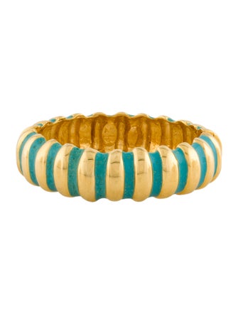 Kenneth Jay Lane Enamel Ribbed Hinged Bracelet
