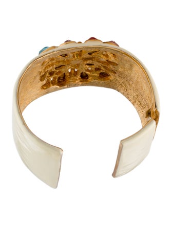 Kenneth Jay Lane Enamel & Crystal Cuff Bracelet