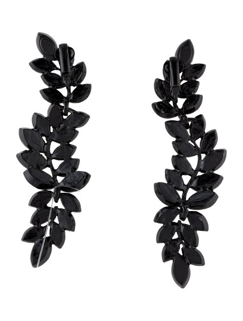 Kenneth Jay Lane Crystal & Enamel Leaf Triple Drop Clip-On Earrings