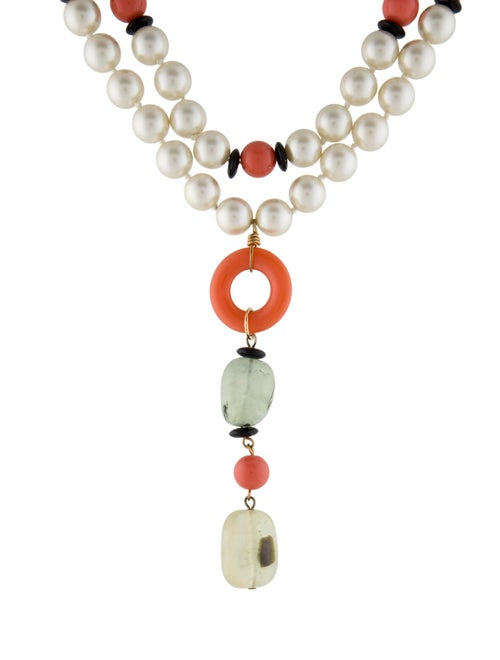 Kenneth Jay Lane Faux Pearl & Resin Lavalier Necklace