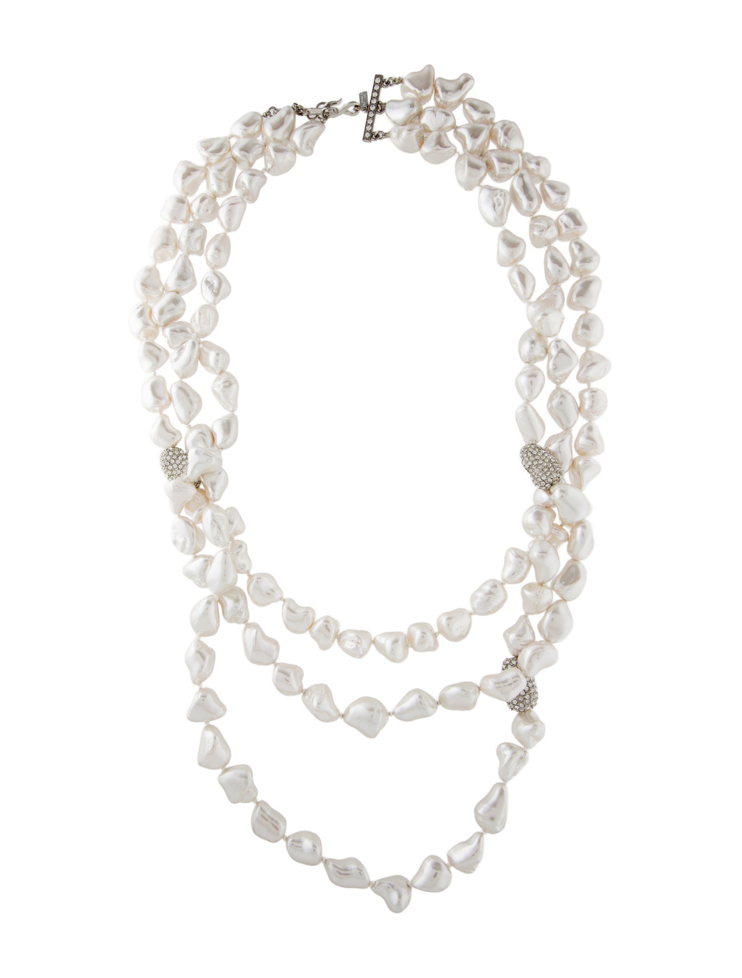 Kenneth Jay Lane Faux Pearl & Crystal Multistrand Necklace