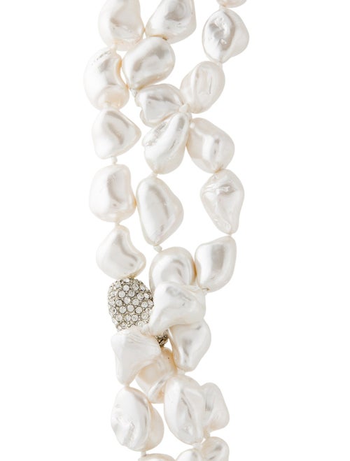 Kenneth Jay Lane Faux Pearl & Crystal Multistrand Necklace