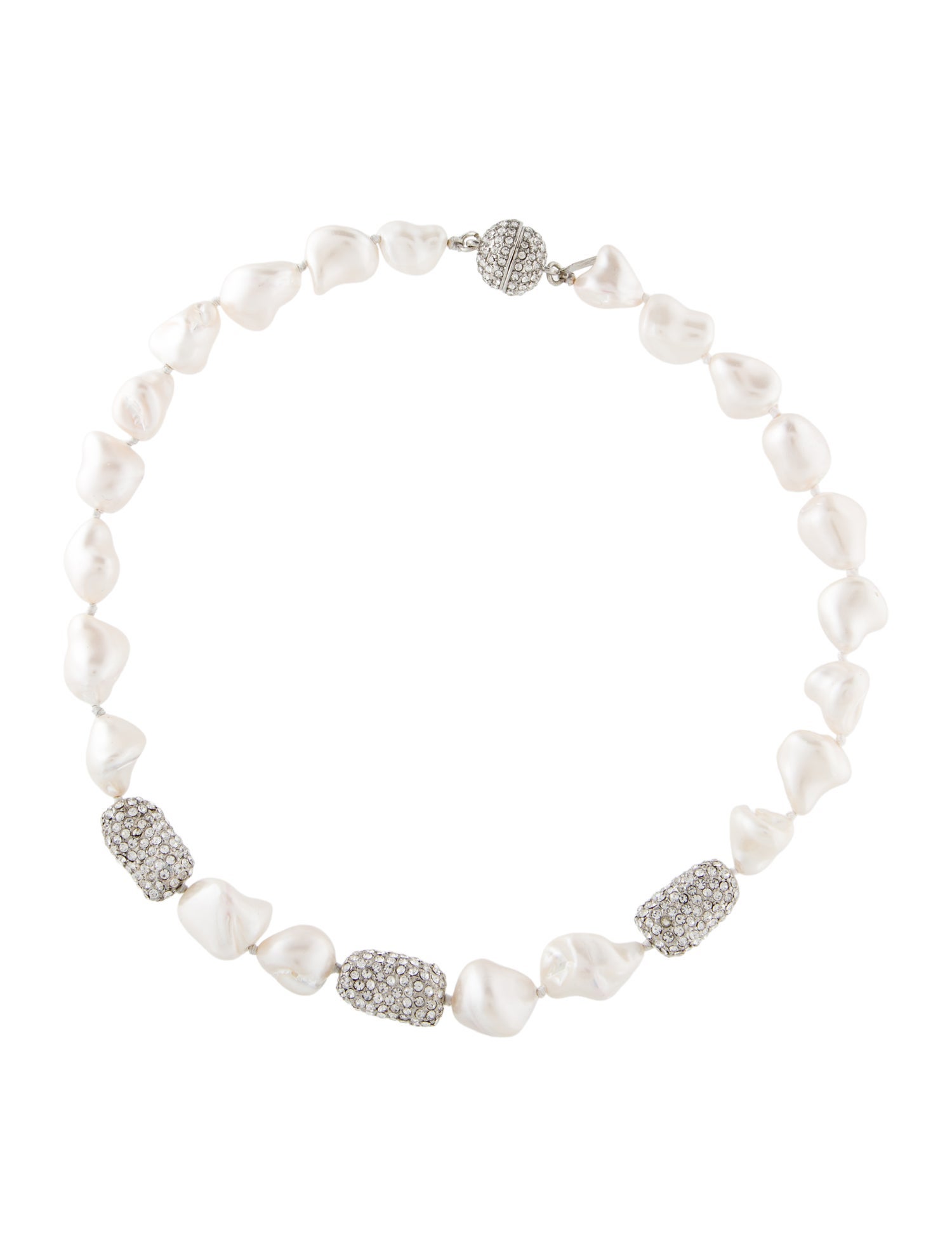 Kenneth Jay Lane Faux Pearl & Crystal Collar Necklace