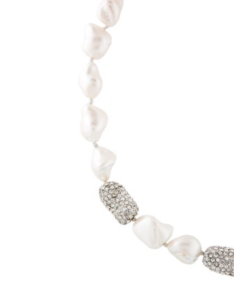 Kenneth Jay Lane Faux Pearl & Crystal Collar Necklace