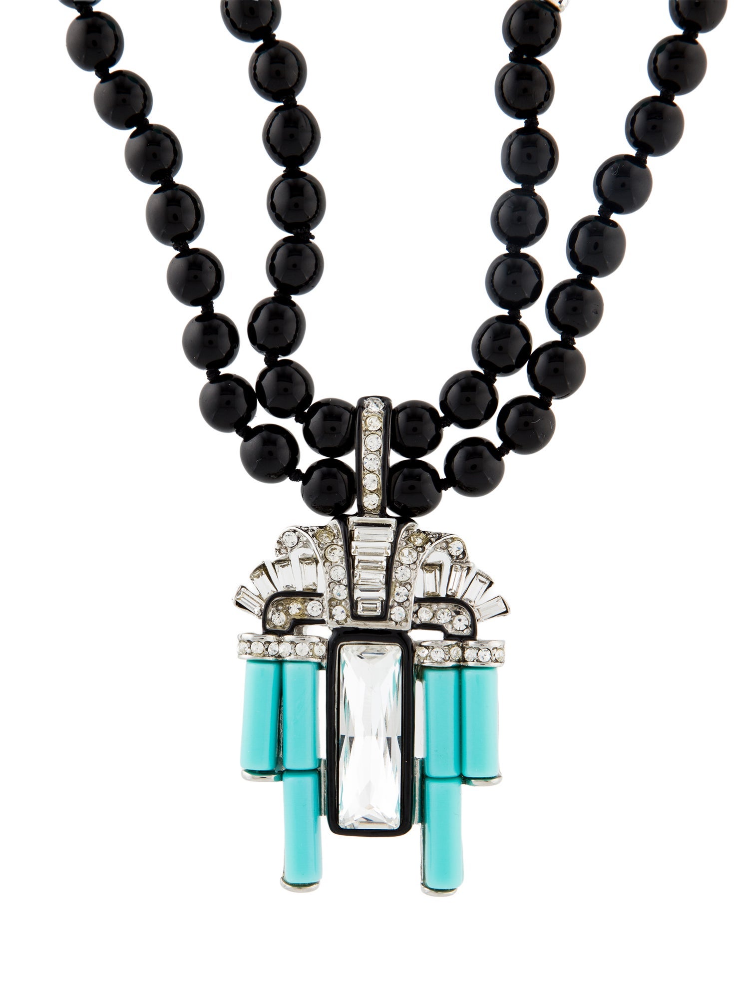 Kenneth Jay Lane Resin, Bead & Crystal Pendant Necklace