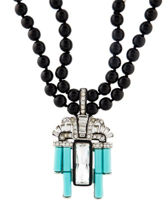 Kenneth Jay Lane Resin, Bead & Crystal Pendant Necklace