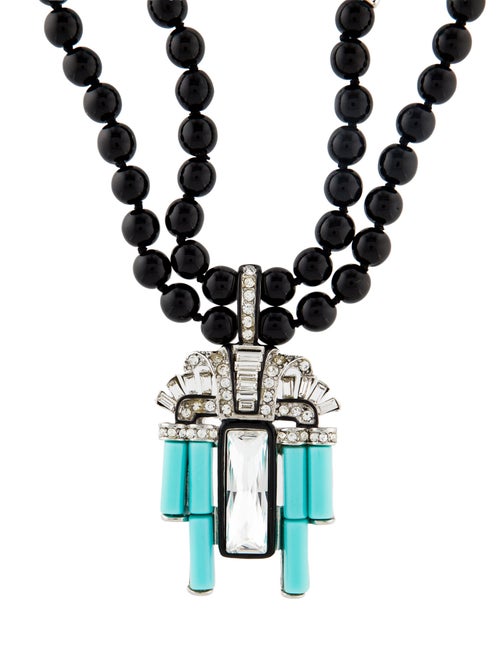 Kenneth Jay Lane Resin, Bead & Crystal Pendant Necklace