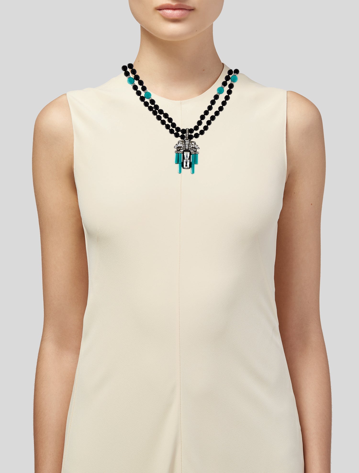 Kenneth Jay Lane Resin, Bead & Crystal Pendant Necklace