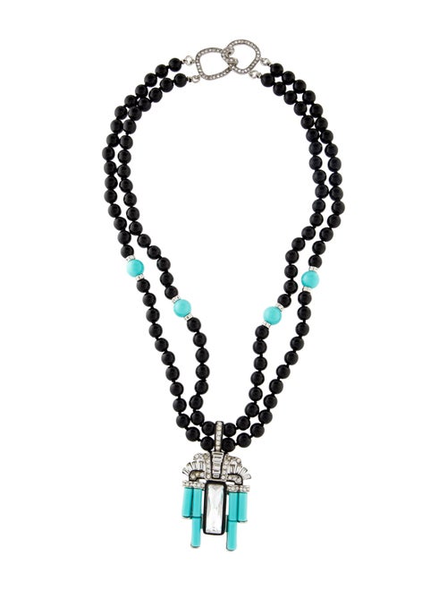 Kenneth Jay Lane Resin, Bead & Crystal Pendant Necklace