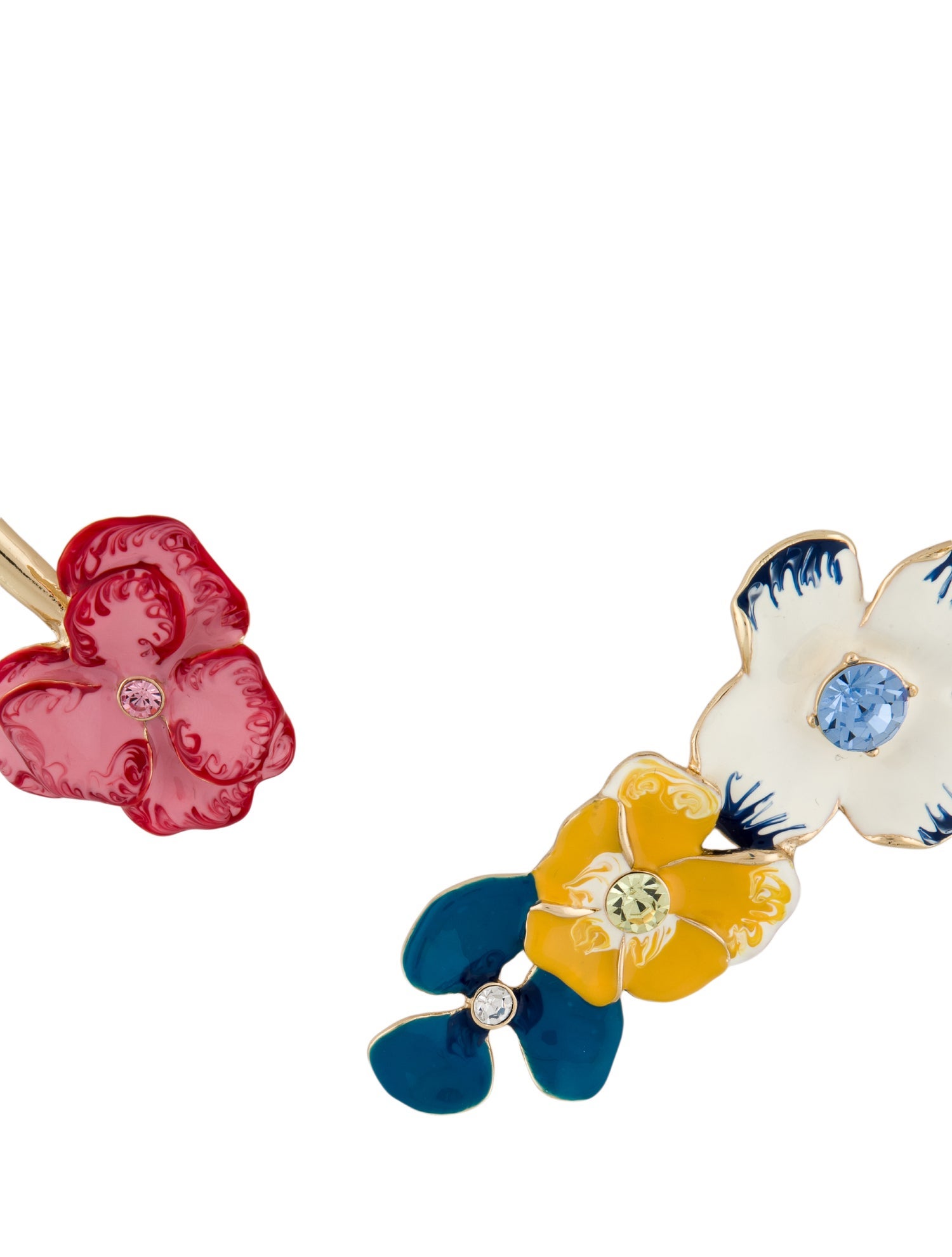 Kenneth Jay Lane Enamel & Crystal Flower Collar Necklace