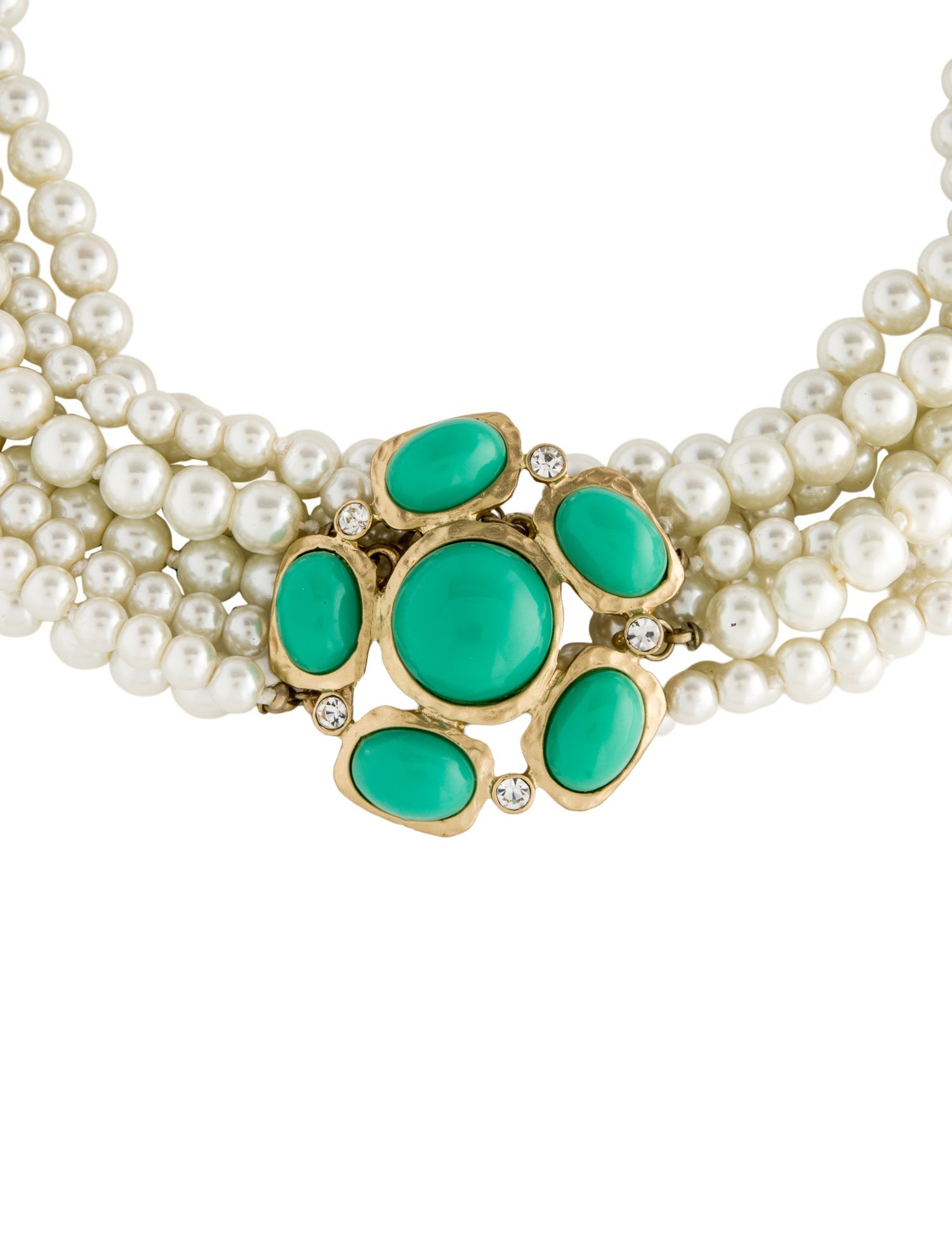 Kenneth Jay Lane Faux Pearl Crystal & Resin Multistrand Necklace